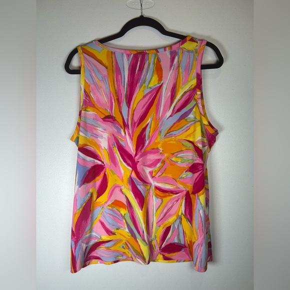 Vibrant Pink and Orange Sleeveless Top with Stretch. Size XL. - Picture 2 of 7
